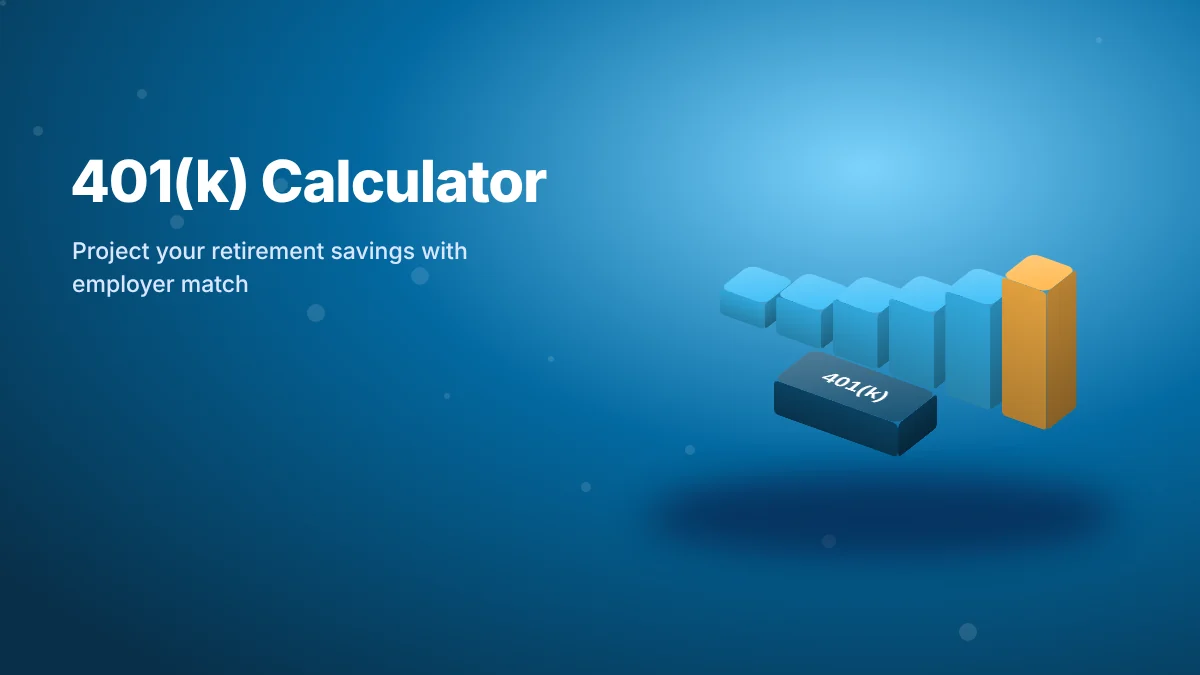 3D bars growing year by year next to a 401(k) block, showing retirement savings growth