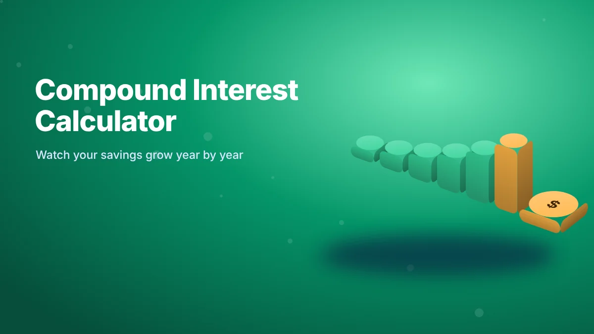 3D bars rising year by year with a gold dollar coin, showing compound interest growth