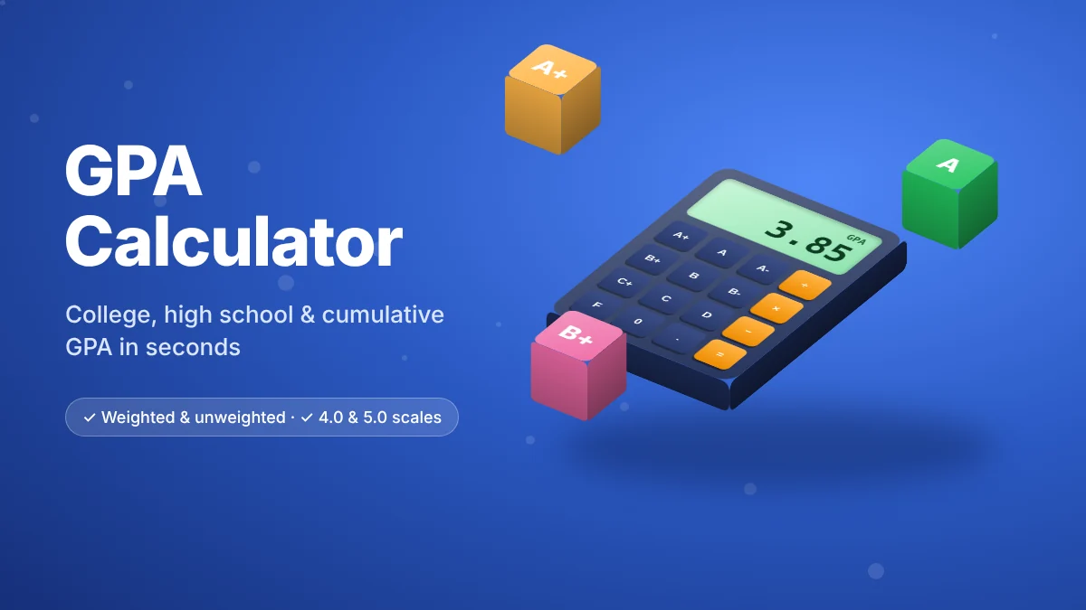 3D GPA calculator showing a 3.85 GPA with A+, A and B+ letter grade blocks