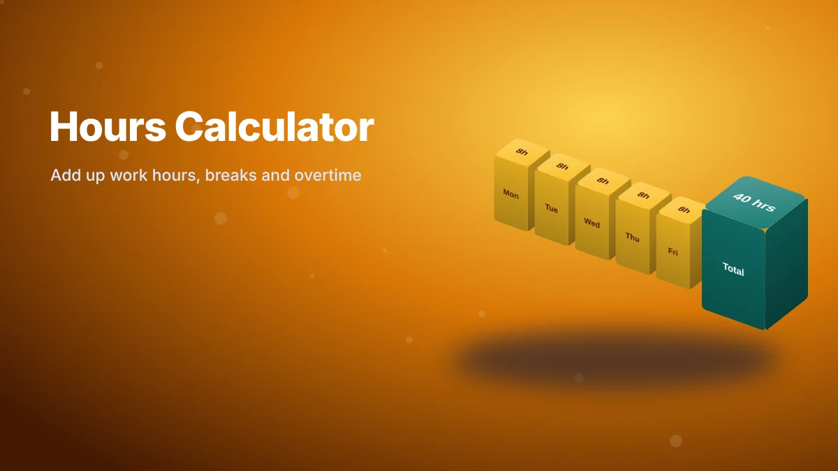 3D time card with five 8-hour workdays adding up to 40 hours