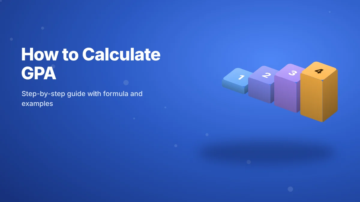 Four 3D steps numbered 1 to 4 showing how to calculate GPA