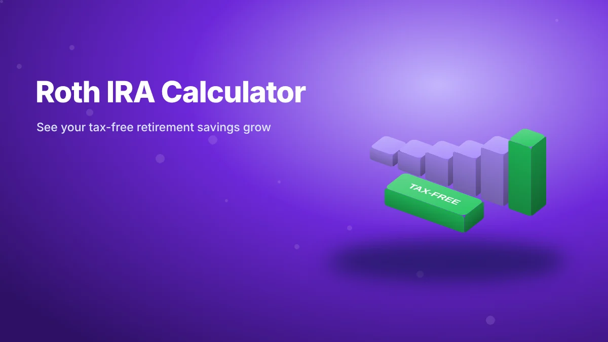 3D bars growing year by year with a green tax-free block, showing Roth IRA growth